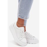 EVENTO Leather Sneakers On Chunky Platform White Sylvessa | shoptok.hr