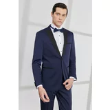 ALTINYILDIZ CLASSICS Men's Navy Blue Slim Fit Narrow Cut Swallow Collar Tuxedo Suit