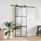  Klizna vrata s priborom crna 90 x 205 cm kaljeno staklo | shoptok.hr