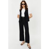 Trendyol Black Linen Look Stylish Vest Trousers Woven Bottom Top Set Cene
