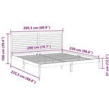  Dugi okvir kreveta bez madraca 200 x 220 cm masivno drvo | shoptok.hr