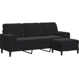  Trosjed s tabureom crni 180 cm baršunasti | shoptok.hr