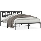 Maison Chic Kovinski Posteljni okvir - Dvoposteljna postelja - Zakonska postelja z vzglavjem črn 140x200 cm, (21693293) Cene