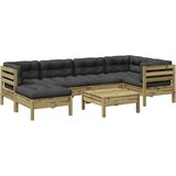  The Living Store Vrtna garnitura 7-delna z blazinami impregnirana borovina - Vrtna Sedežna Garnitura, (21459682) | Shoptok.si