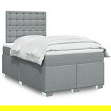 vidaXL Box spring postelja z vzmetnico svetlo siva 120x200 cm blago | Shoptok.si