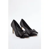 Trendyol Black Bow Satin Women's Classic Thin Heel Shoes