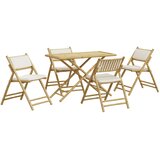  5-dijelni sklopivi bistro set s krem bijelim jastucima bambus | shoptok.hr