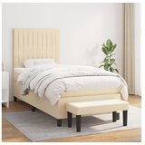 vidaXL Box spring postelja z vzmetnico krem 90x190 cm blago Cene