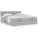 vidaXL Otomanski posteljni okvir z vzmetnicami siv 160x200 cm žamet | Shoptok.si