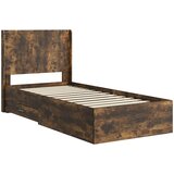  Krevetna konstrukcija s pohranom i uzglavljem Dimljeni hrast Smeđa 90 x 190 cm | Shoptok.si