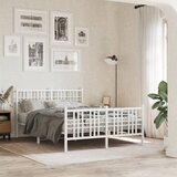  The Living Store Kovinski posteljni okvir z vzglavjem in vznožjem bel 120x200 cm - Posteljni Okvir, (21530085) | Shoptok.si