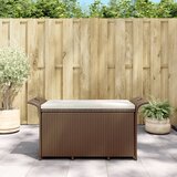 vidaXL Vrtna klop z blazino rjava 116x46x57 cm poli ratan | Shoptok.si