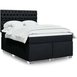 vidaXL Krevet s oprugama i madracem crni 160x200 cm od tkanine | shoptok.hr