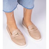 Gemre Dark beige women's loafers with a gold ornament Senna | Shoptok.si