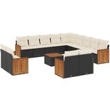 Maison Chic Seti vrtnega pohištva - Vrtna garnitura - Vrtni pohištvo set 14-delna z blazinami črn poli ratan, (21810184) | Shoptok.si