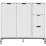 vidaXL Strani šal s predalom Bela 89.5 x 33 x 82 cm Konstruiran les | Shoptok.si