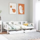 vidaXL Dnevna postelja s predali bela 90x190cm trdna borovina | Shoptok.si
