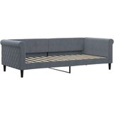 vidaXL Izvlečna dnevna postelja z vzmetnico tem. siva 90x200 cm žamet | Shoptok.si