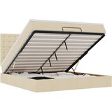vidaXL Otomanski posteljni okvir z vzmetnico krem 160x200 cm blago, (21653453) | Shoptok.si