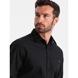 Ombre Men's cotton shirt with pocket REGULAR FIT - black | Shoptok.si