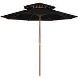  Suncobran s dvije razine i drvenim stupom 270 cm crni | shoptok.hr