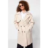 Trendyol Curve Beige Waist Belted Gabardine Trench Coat | Shoptok.si