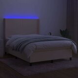  Box spring postelja z vzmetnico LED krem 140x190 cm blago, (20898979) | Shoptok.si