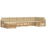  Set vanjskih sofa 7 kom. Bijela i bež Smeđa 408 x 170,5 x 73 cm | shoptok.hr
