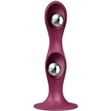 Satisfyer Double Ball-R - utegnuti dildo s vakuumom (crveni) | shoptok.hr
