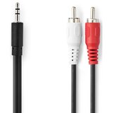 Nedis CAGB22200BK15, stereo audio kabl, 3,5 mm muški, 2x rca muški, niklovani, 1,50 m, crni | Eponuda.com