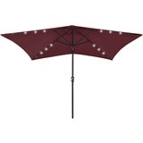 vidaXL Suncobran s LED svjetlima i čeličnom šipkom 2 x 3 m bordo | shoptok.hr