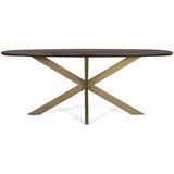GINER Y COLOMER Ovalna jedilna miza iz akacijevega lesa s kovinskimi nogami 200 cm, (22147140) | Shoptok.si