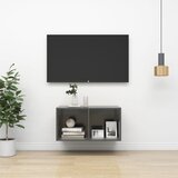 vidaXL Zidni TV ormarić visoki sjaj sivi 37 x 37 x 72 cm od iverice Cijene