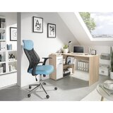 Hom`in kotna pisalna miza leseni material bela, barve hrasta | Shoptok.si