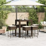  7-dijelni vrtni barski set s jastucima smeđi od poliratana Smeđa 100 x 60.5 x 110.5 cm | shoptok.hr