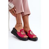 VINCEZA Women's sandals in eco suede on a wedge and platform with golden decoration fuchsia Iaria | ePonuda.com