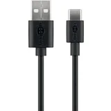 USB-C - USB-A 0,1m črn polnilni in sync kabel