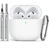 Venisymlis Silikonski ovitek za AirPods 4 s čistilnim kompletom, obesek za ključe, različica 2024, (22102335) | Shoptok.si