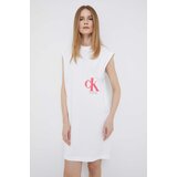 Calvin Klein Jeans Bombažna obleka bela barva | Shoptok.si