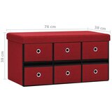  Sklopiva klupa za pohranu boja vina 76x38x38 cm umjetno platno | shoptok.hr