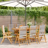vidaXL Nastavljivi vrtni stoli 8 kosov siv trden akacijev les