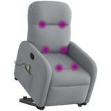 vidaXL Masažni naslanjač s funkcijo vstajanja svetlo sivo blago | Shoptok.si