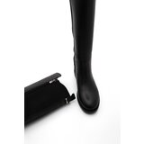 Marjin Women's Genuine Leather Daily Boots With Elastic Stretch Stretch Knee Length Nevira Black | Eponuda.ba