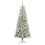 vidaXL Umetno Zložljivo Božično Drevo Zelena in bela 180 cm PVC | Shoptok.si