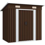 vidaXL Vrtna skladiščna lopa rjava 194x121x181 cm jeklena | Shoptok.si