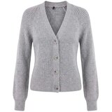 TRENDYOLMILLA Trendyol ženska jakna Wardrobe Essentials Light Gray V-Neck Soft Tuse Knitwear Cardigan Twoaw27Hi00150 | Eponuda.com