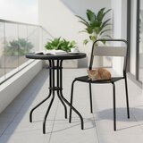 Multi Garden okrugli vrtni stol 60 cm od kaljenog stakla za vrt, terasu ili balkon, crni | shoptok.hr