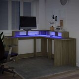 vidaXL Radni stol s LED svjetlima 152x152x91 cm konstruirano drvo | shoptok.hr