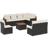 Maison Chic Seti vrtnega pohištva - Vrtna garnitura - Vrtni pohištvo set 9-delna z blazinami črn poli ratan, (21804271) | Shoptok.si