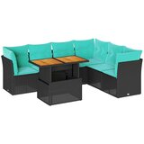  Vrtna garnitura - 7-dijelni set vrtnih sofa od poliratana s jastucima crni - Crna 1 | shoptok.hr